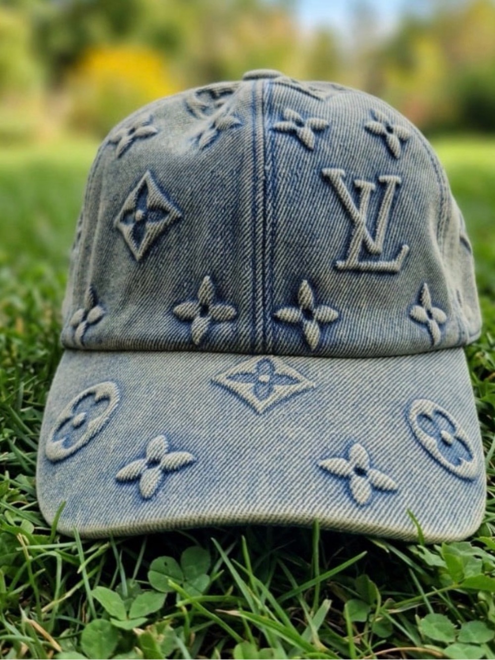 Louis Vuitton Light Blue Denim Monogram Baseball Cap